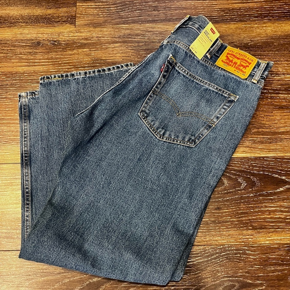 Levi's men’s 505 Jeans blue regular fit straight leg medium wash NWT 42X 30